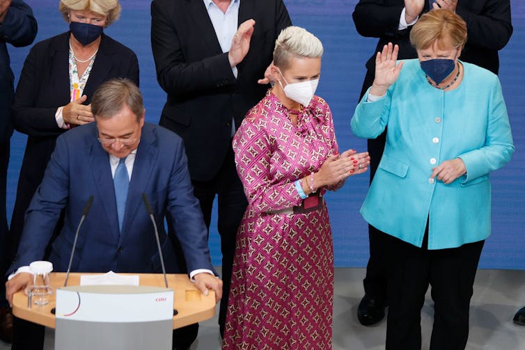 Armin Laschet and other CDU leaders on Sunday.