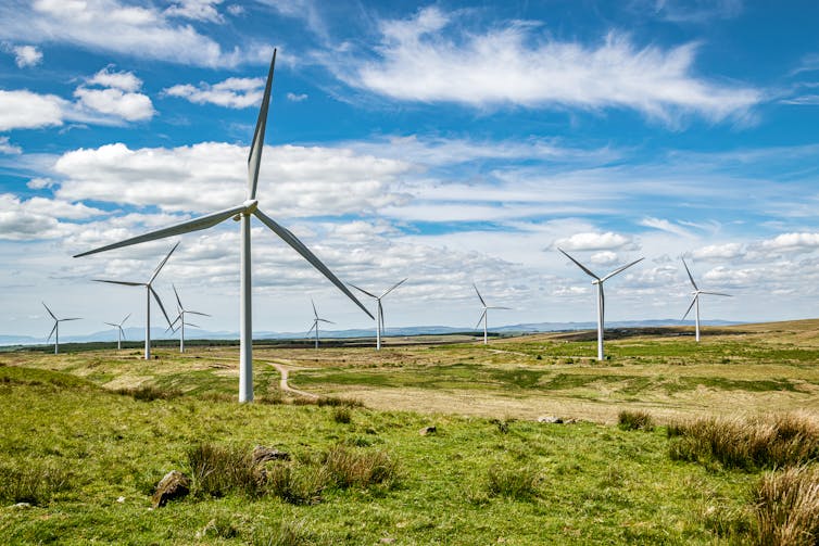 wind turbine on green grass