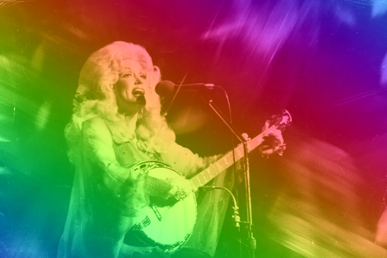 Dolly Parton on stage.