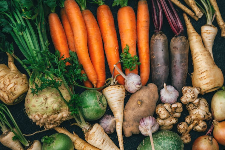 A collection of root vegetables.