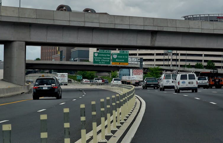 Traffic on highway next to express lane