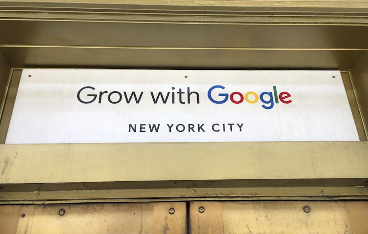 Google signage says 'grow with Google'
