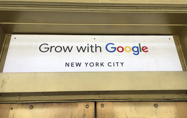 Google signage says 'grow with Google'