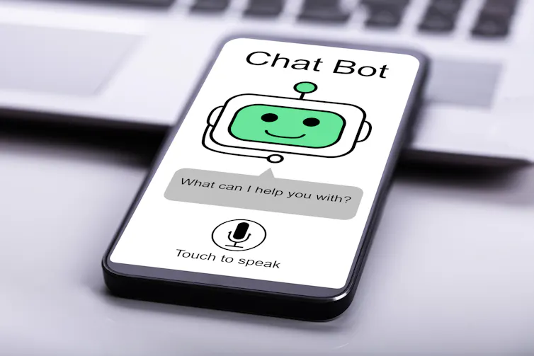 A chatbot on a mobile phone.