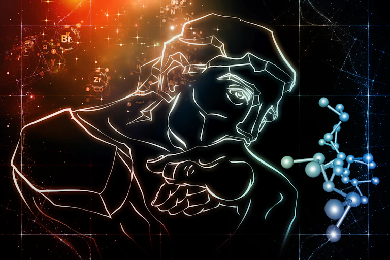 Digital image shows man in deep thought, with his chin resting on his left hand