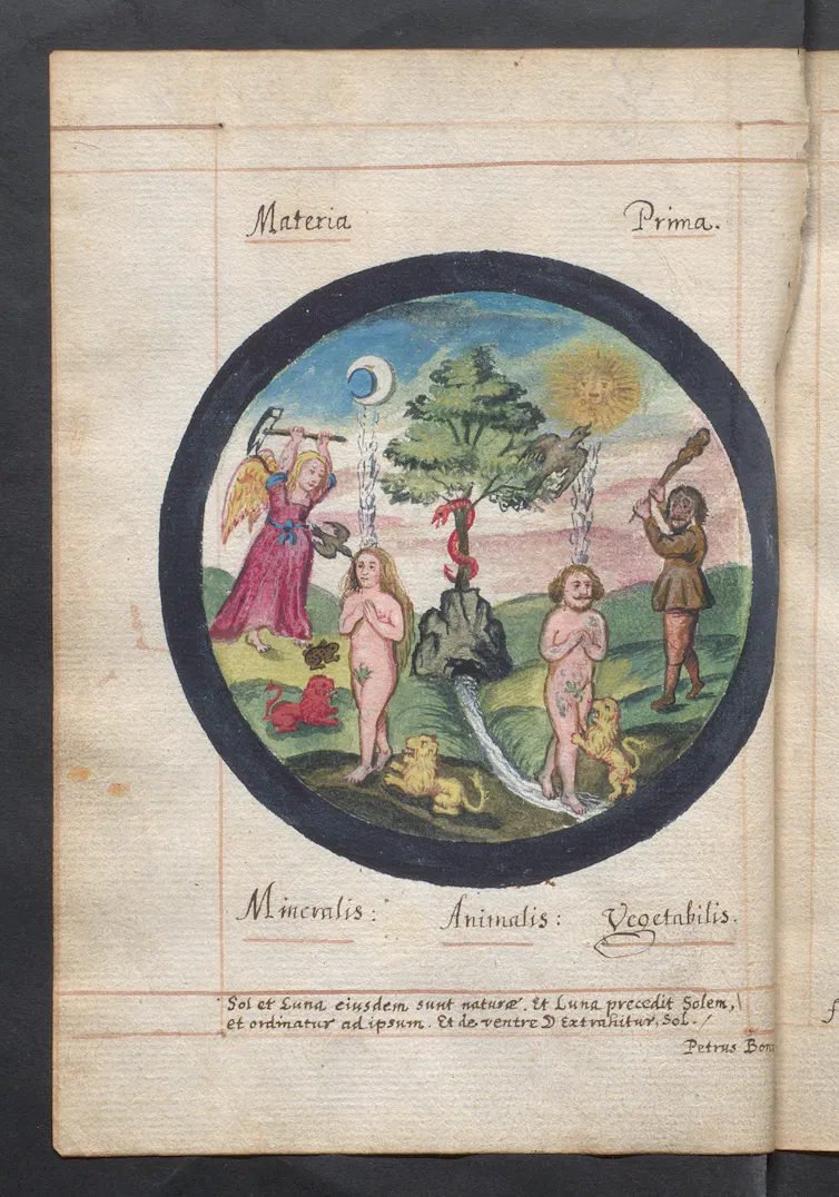 manuscript depicting the alchemical process of transmutation