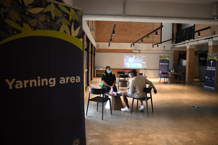 An Aboriginal COVID vaccination hub in Whalan, west of Sydney.