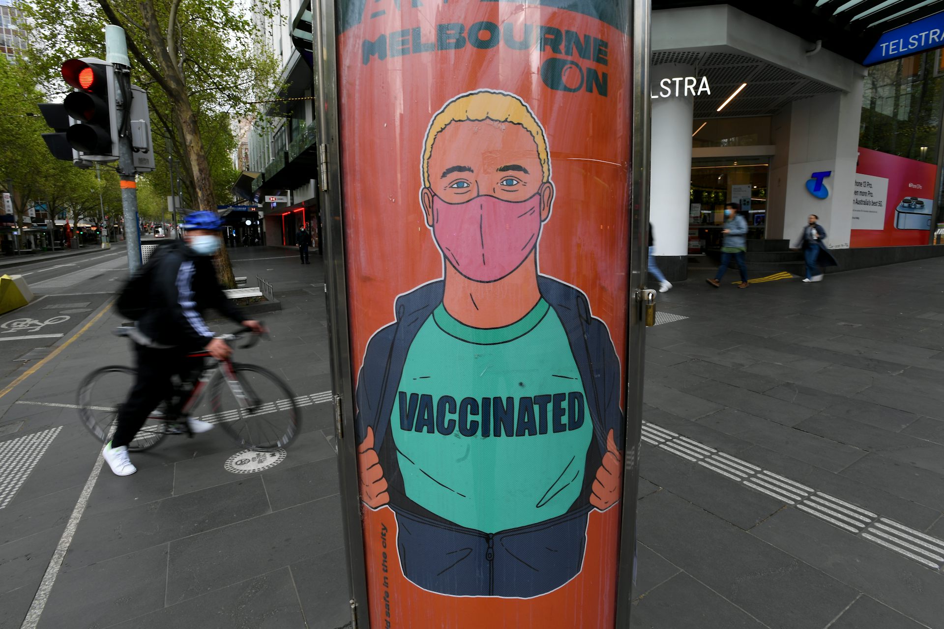 Vaccination poster in Melbourne's CBD.
