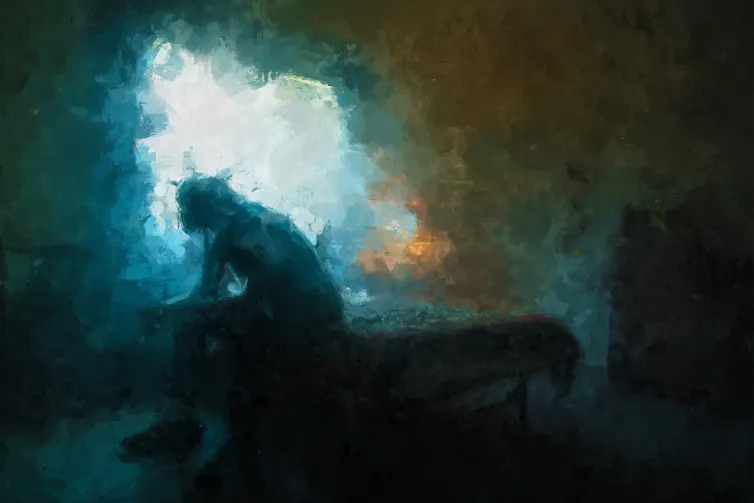Illustration of a person's silhouette in a sad posture