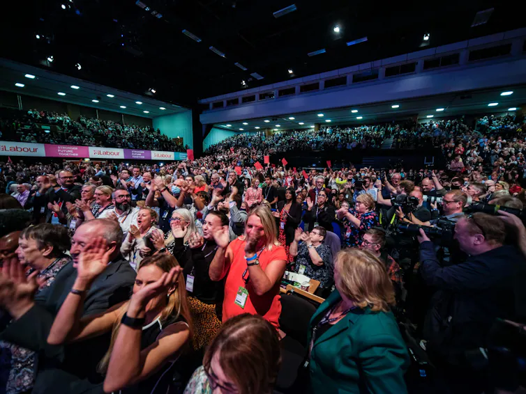 An indoor shot of the audience at the 2021 Labour Party conference in Brighton