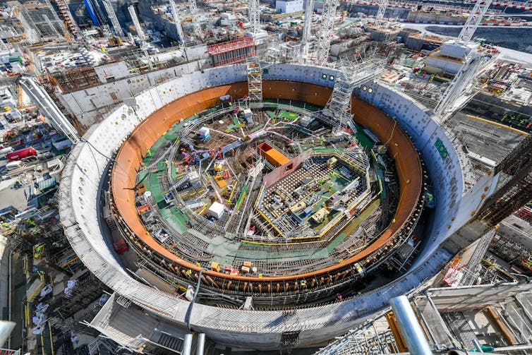 A circular structure containing nuclear technology.