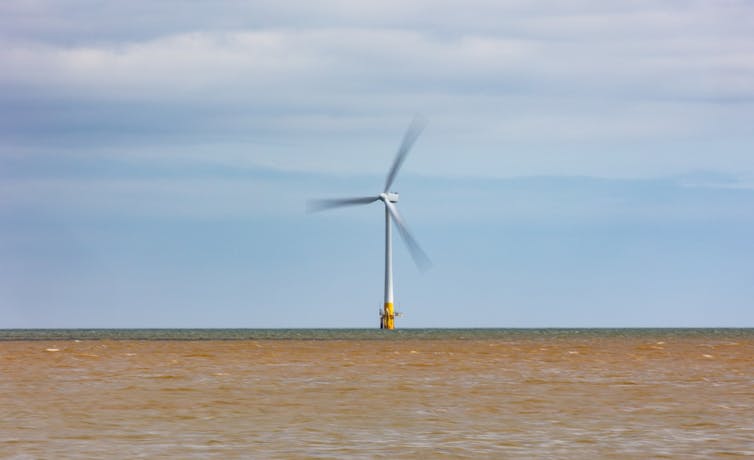 A wind turbine at sea