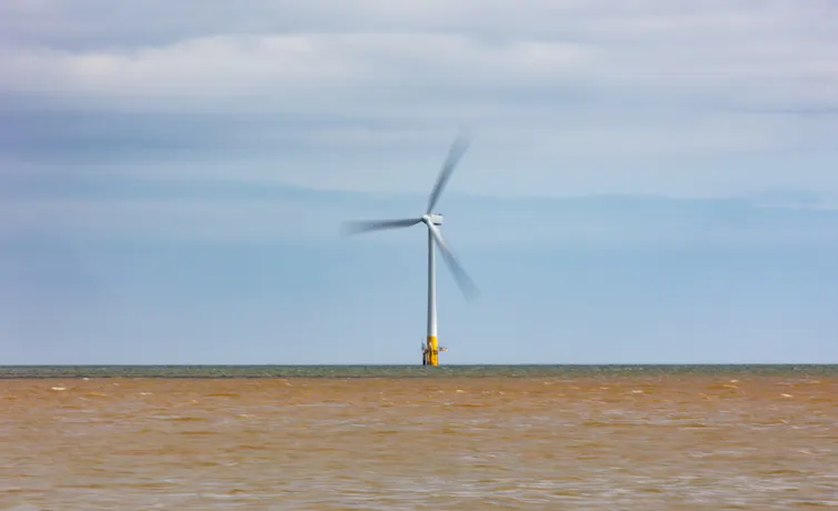 A wind turbine at sea