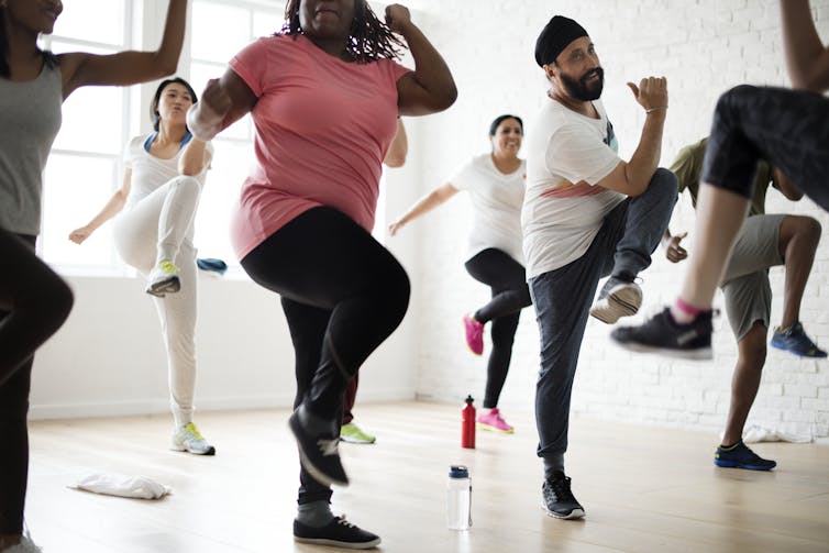 People doing an exercise class