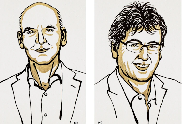 Drawings of the 2021 Nobel Prize winners of Chemistry.