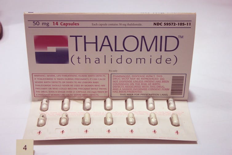 Image of a pack of Thalidomide tablets.