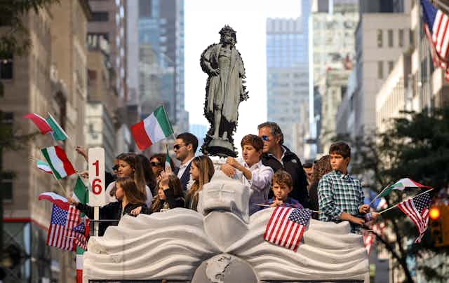A float featuring Christopher Columbus.