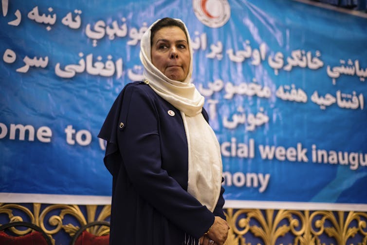 Fatima Gailani, president of Afghan Red Crescent Society, at celebration of 80th anniversary of Afghan Red Crescent Society, Kabul, Afghanistan