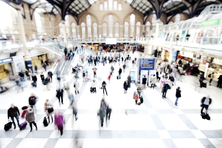 busy indoor train terminal