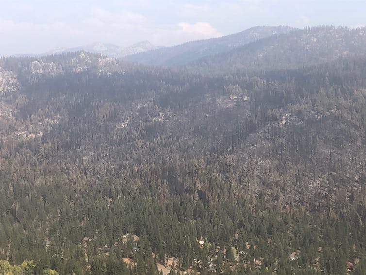 A smoky valley and evidence of a fire