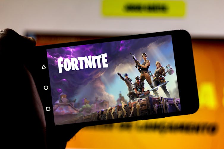 moble phone screen showing Fortnite game