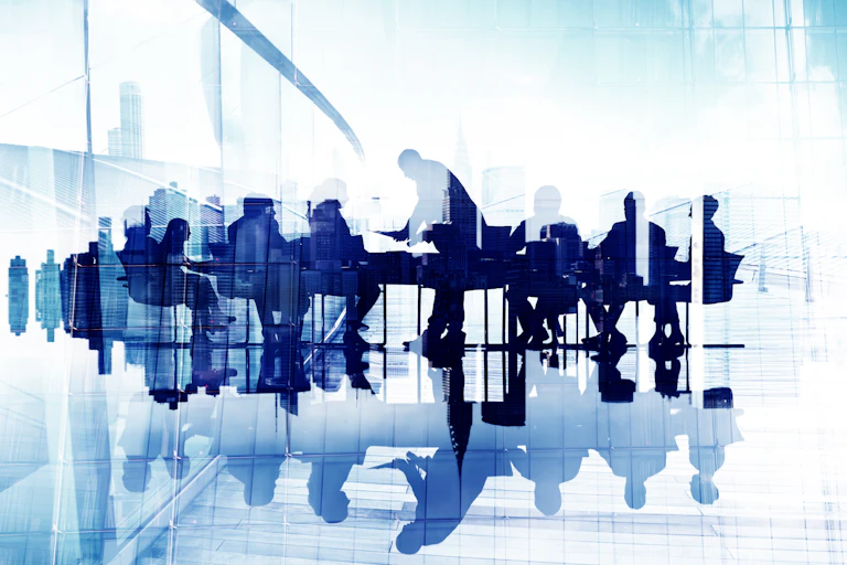 Graphic image of people seated around a table
