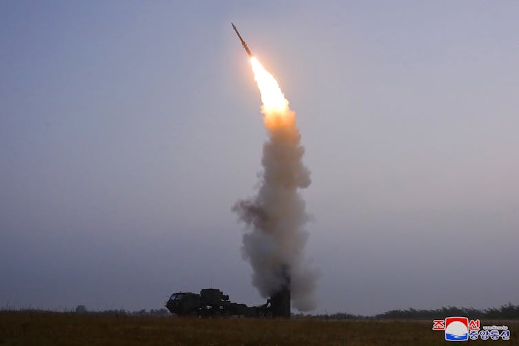A newly developed anti-aircraft missile being tested in North Korea