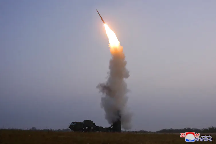 A newly developed anti-aircraft missile being tested in North Korea
