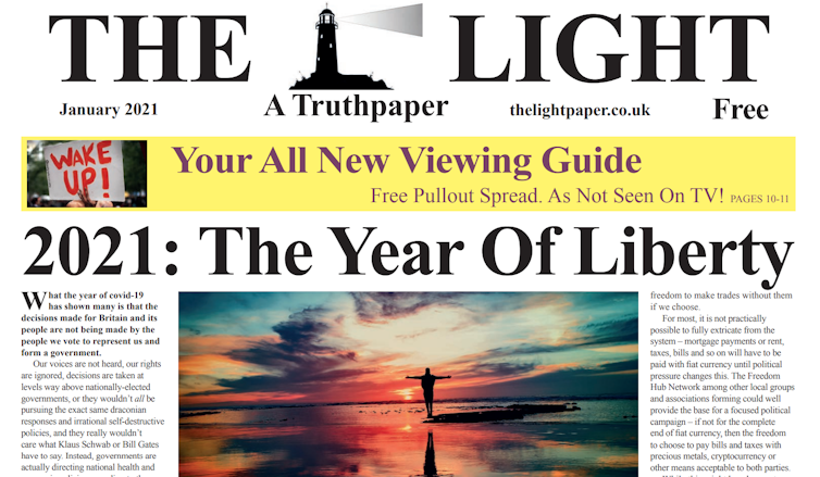 An edition of The Light newspaper with the front page headline '2021: The Year of Liberty'.