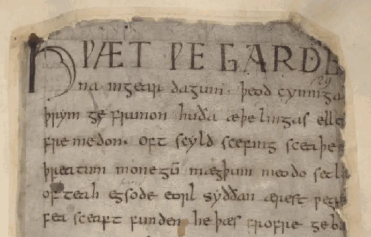 A fragment of the Beowulf manuscript