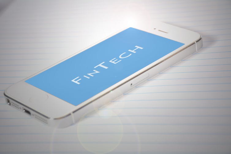 Fintech written on a phone