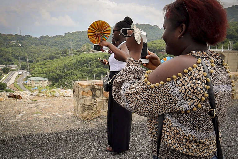 Female tourists at a site
