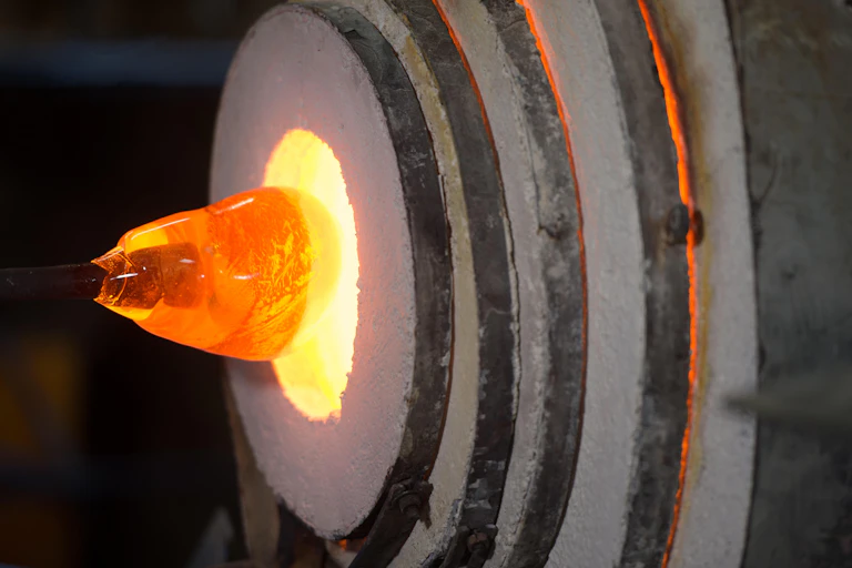 Blown glass in a kiln