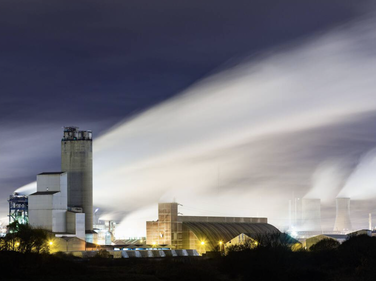 Picture of the Billingham fertiliser plant in the dark