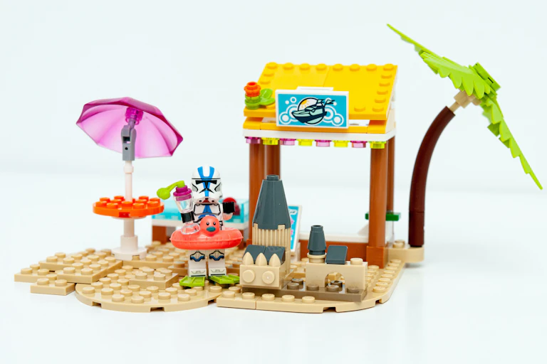 Lego stormtrooper on a lego beach