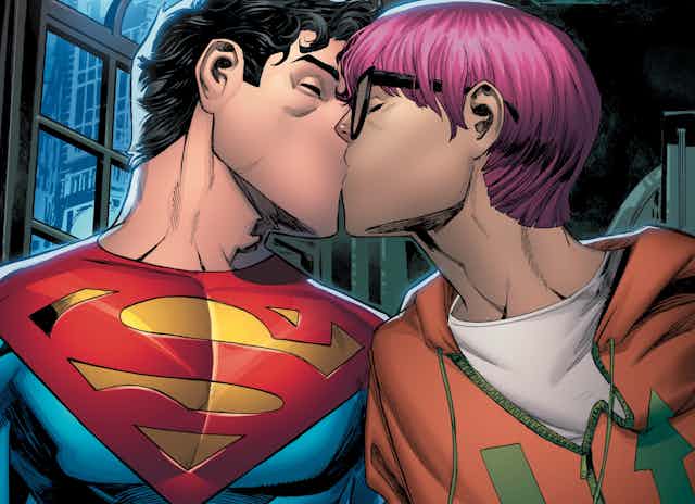 Superman and another man kiss