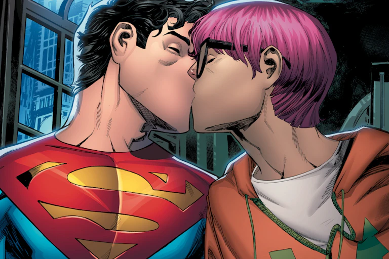 Superman and another man kiss