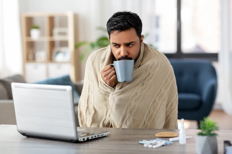 A person looking cold