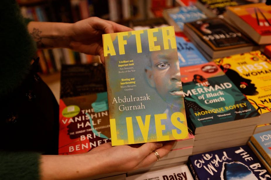 A copy of "Afterlives" (2021) by Tanzanian-born novelist Abdulrazak Gurnah