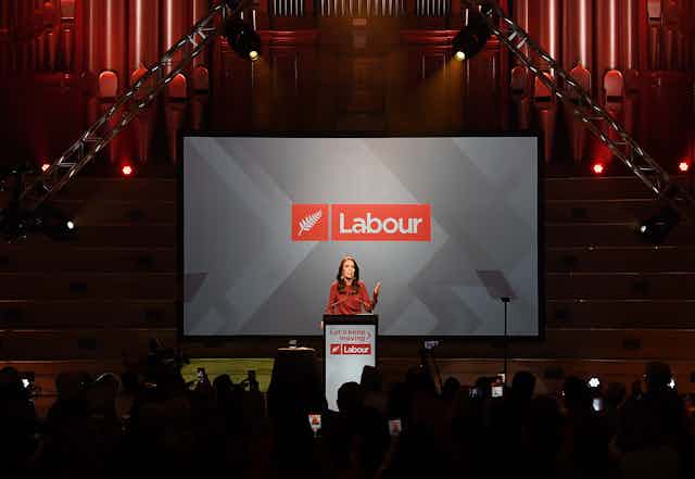 Jacinda Ardern speaking on election night 2020