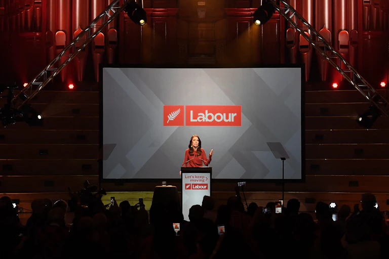 Jacinda Ardern speaking on election night 2020