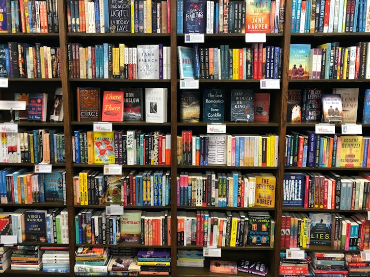 Bookshop shelves.