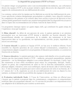 Tableau récapitulatif des 4 étapes du parcours de soin : bilan éducatif, contrat éducatif, séances de formation et évaluation finale