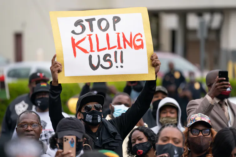 Protestors gather in North Carolina.