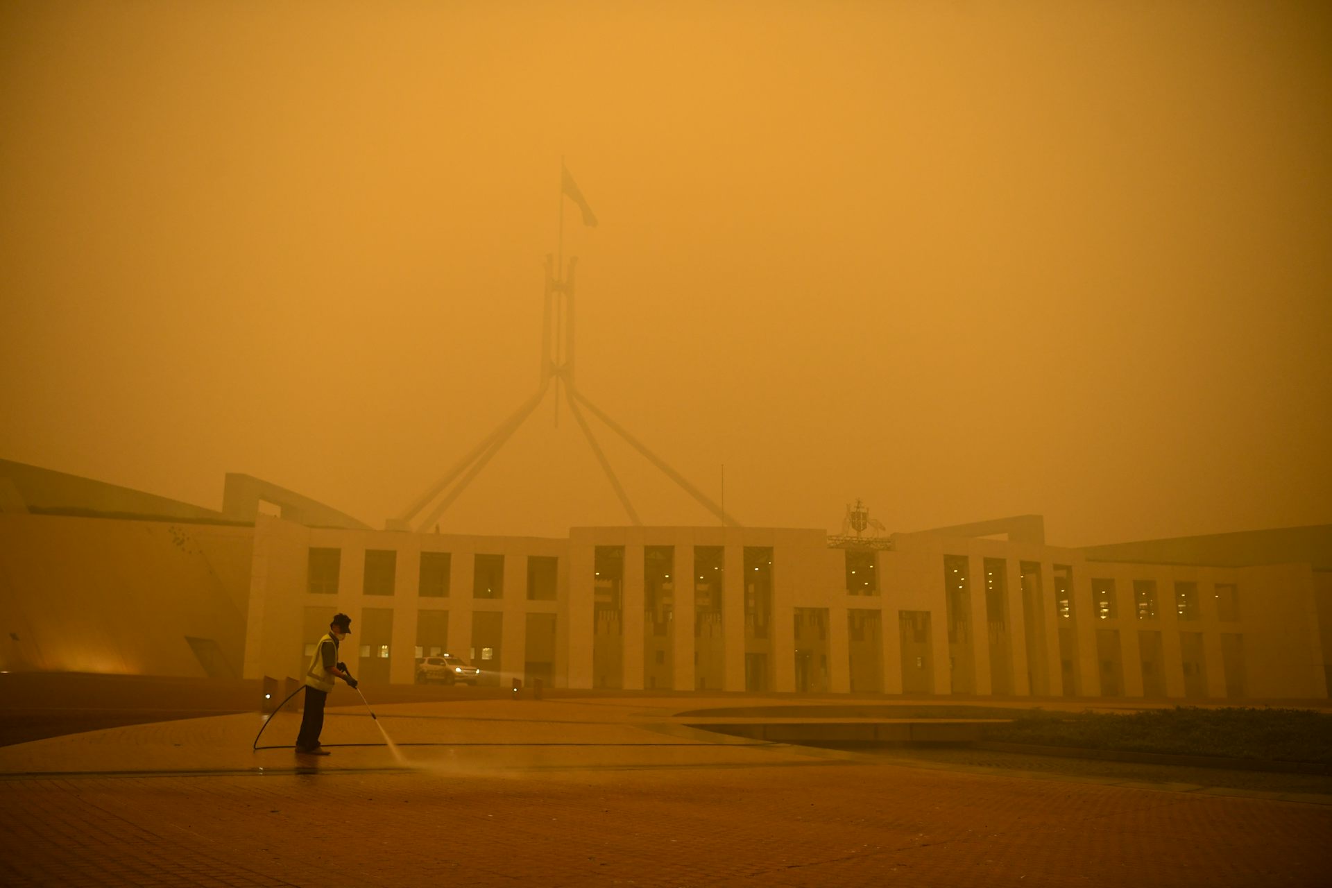 Smoke haze around Parliament House