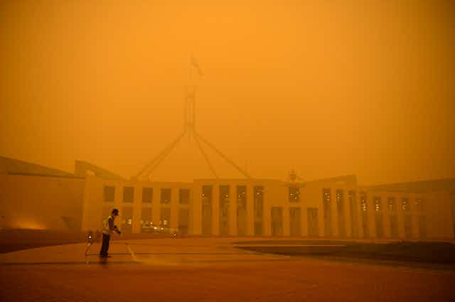 Smoke haze around Parliament House