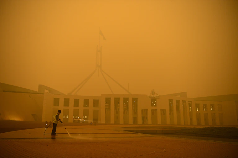 Smoke haze around Parliament House