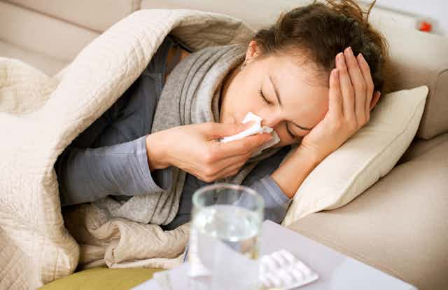 A woman with flu
