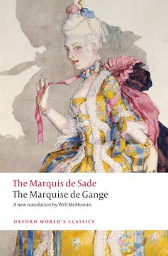 Book cover for The Marquise de Gange featuring woman in period dress and powdered white wig.