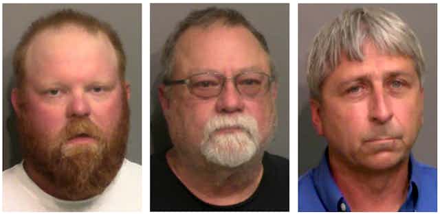 Booking photos of the three men accused over the death of unarmed Black jogger Ahmaud Arbery.